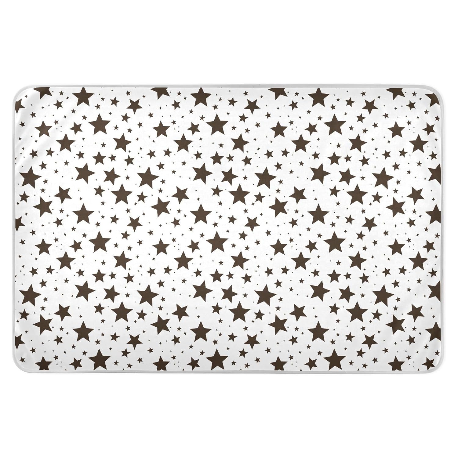 Black and White Illustration Design Stars Brown Extra Large Resuable Changing Pad Covers Water Resistant Pee Pads for Bed Portable Travel Mattress for Kids Bedwetting, 52" L x 34" W