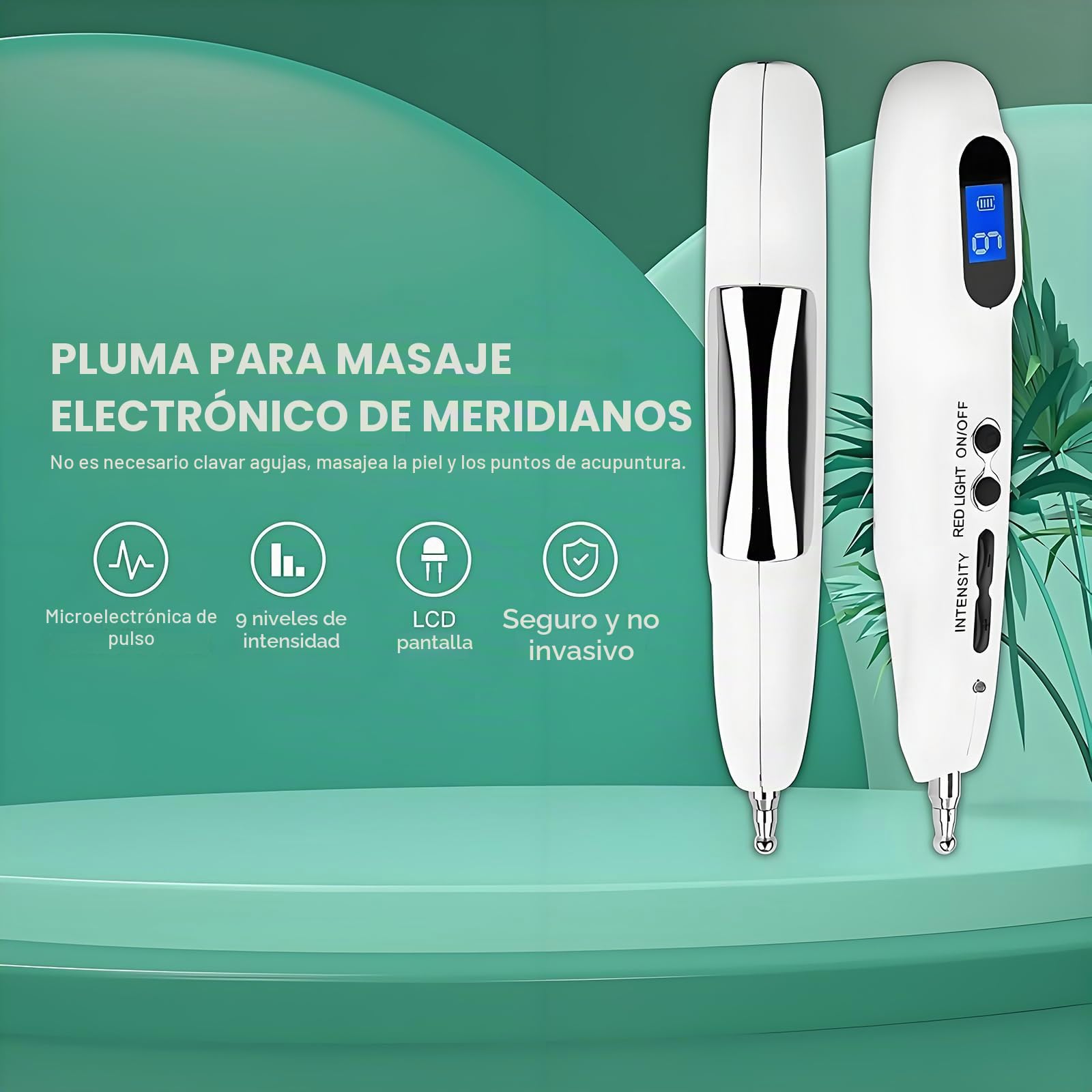 Lápiz Electrónico Acupuntura Meridiano, Lápiz Masaje Electrónico con Sonda Intercambiable, Ajuste Intensidad 9 Niveles,detección Automática Puntos Acupuntura, para Aliviar El Dolor Y Relajación