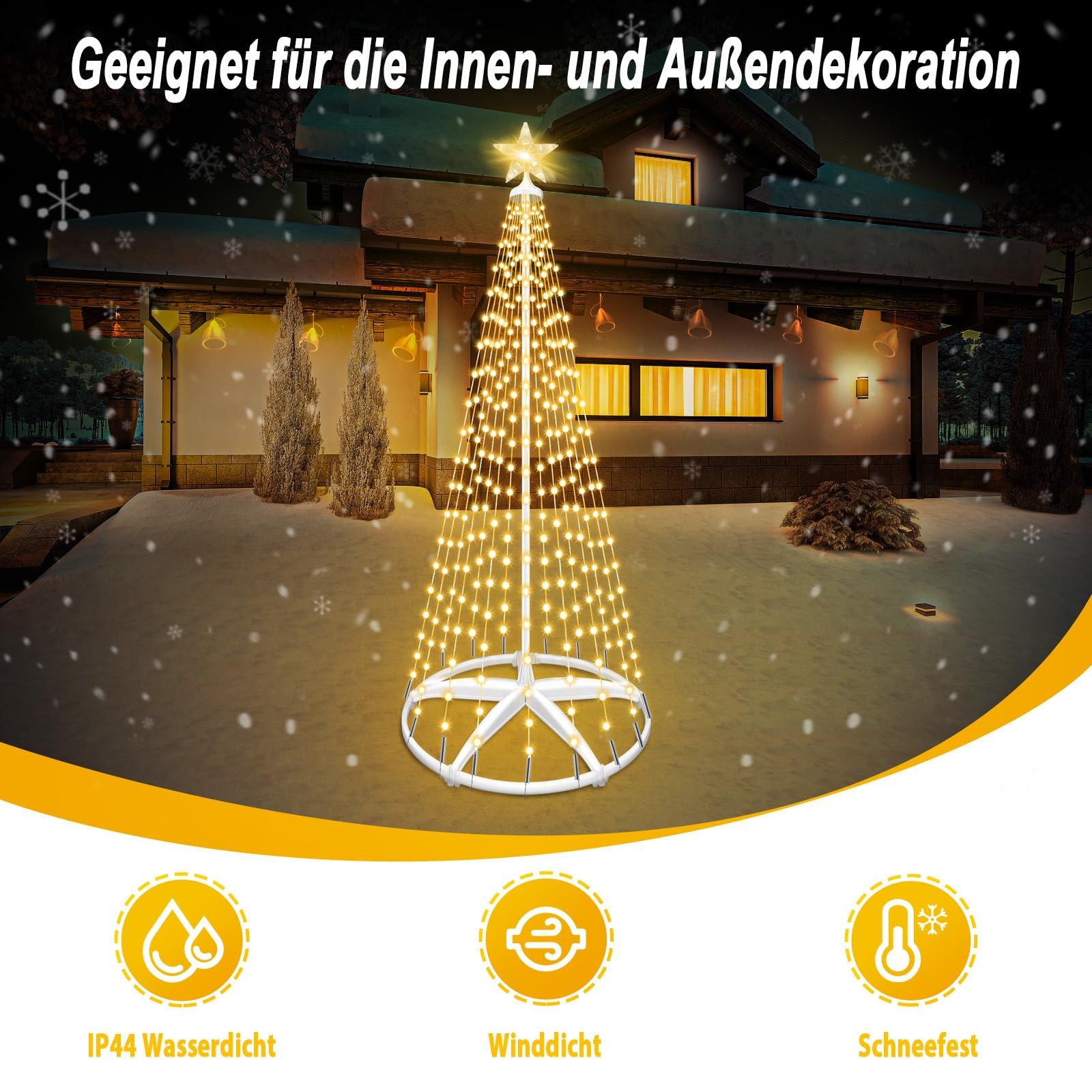 Forlivese LED Weihnachtsbaum Warmweiß, 12 Modi Tannenbaum Lichterbaum Weihnachtsdeko mit 3 Timer und 4 Helligkeitseinstellung, Lichterkette Weihnachtsbaum mit Fernsteuerung für Garten Rasen Hof