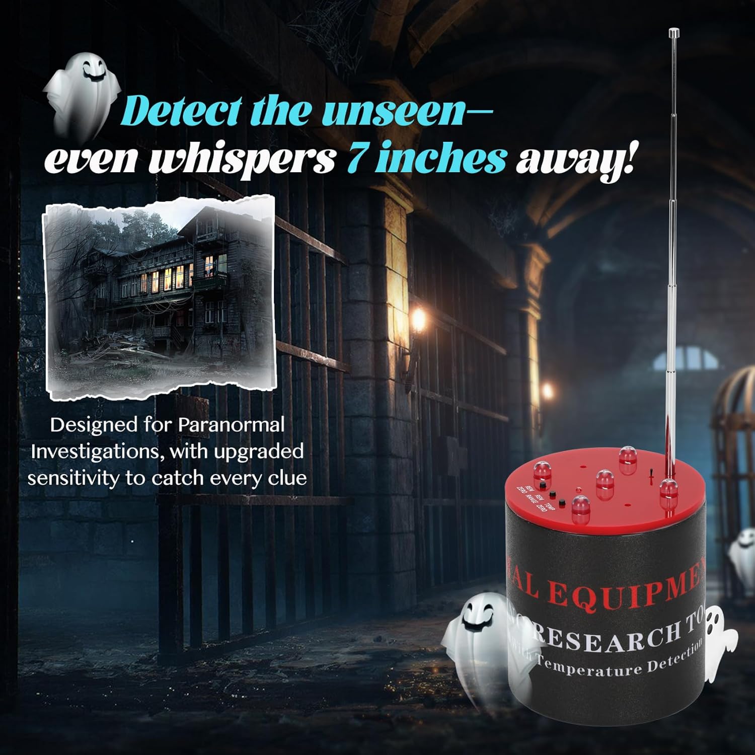 Ghost Hunting Equipment - Professional EMF & Temperature Detector with 5-Level Sensitivity, Auto Calibration & Detachable Antenna, Plus Pure Copper Dowsing Rods & LED Flashing Energy-Sensing Balls