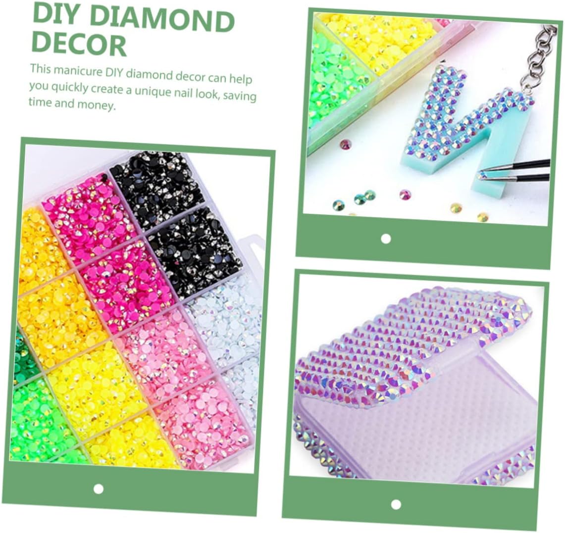 Nail Art Diamond Rhinestones Compartment Jelly Resin Flatback Gems for DIY Manicure Decorations for Home Salon Use Easy to Apply Unique Nail Design