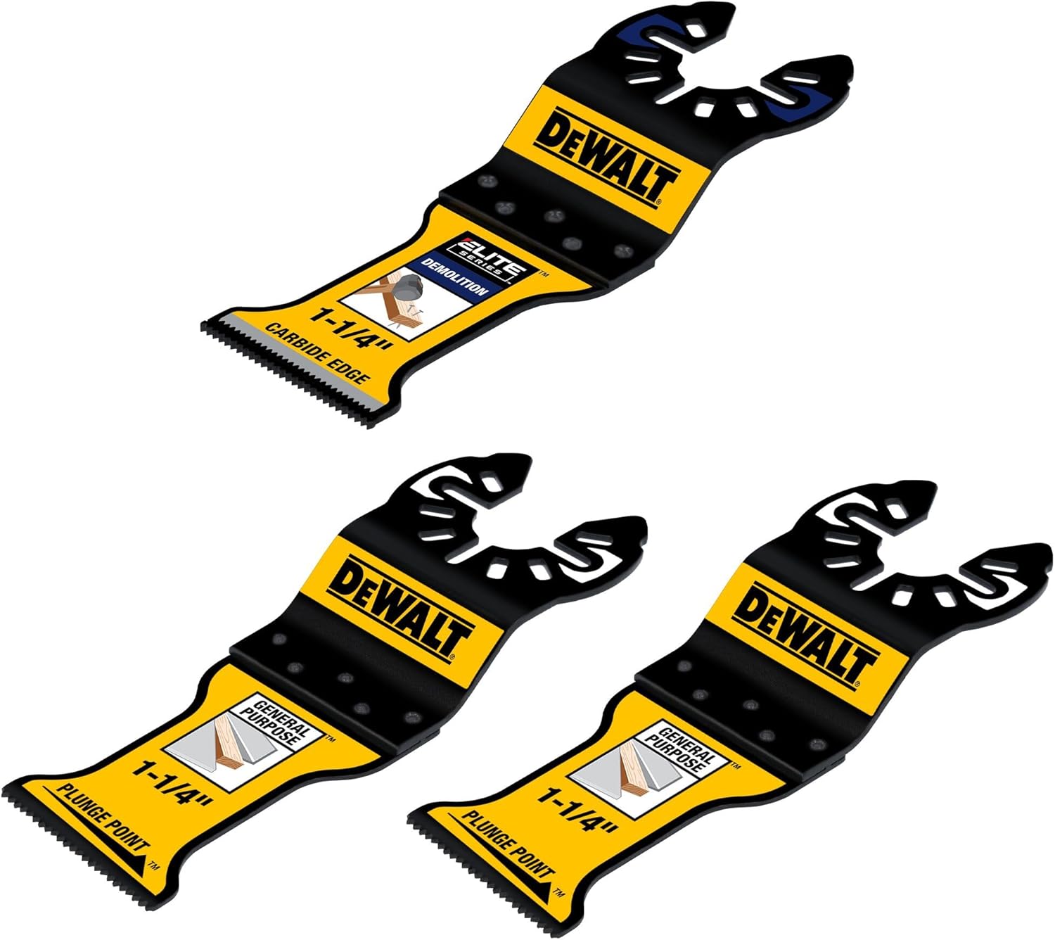DEWALT Elite Series Oscillating Tool Blades, Metal and Wood General Purpose, 3 Pack (DWA4258C-3)