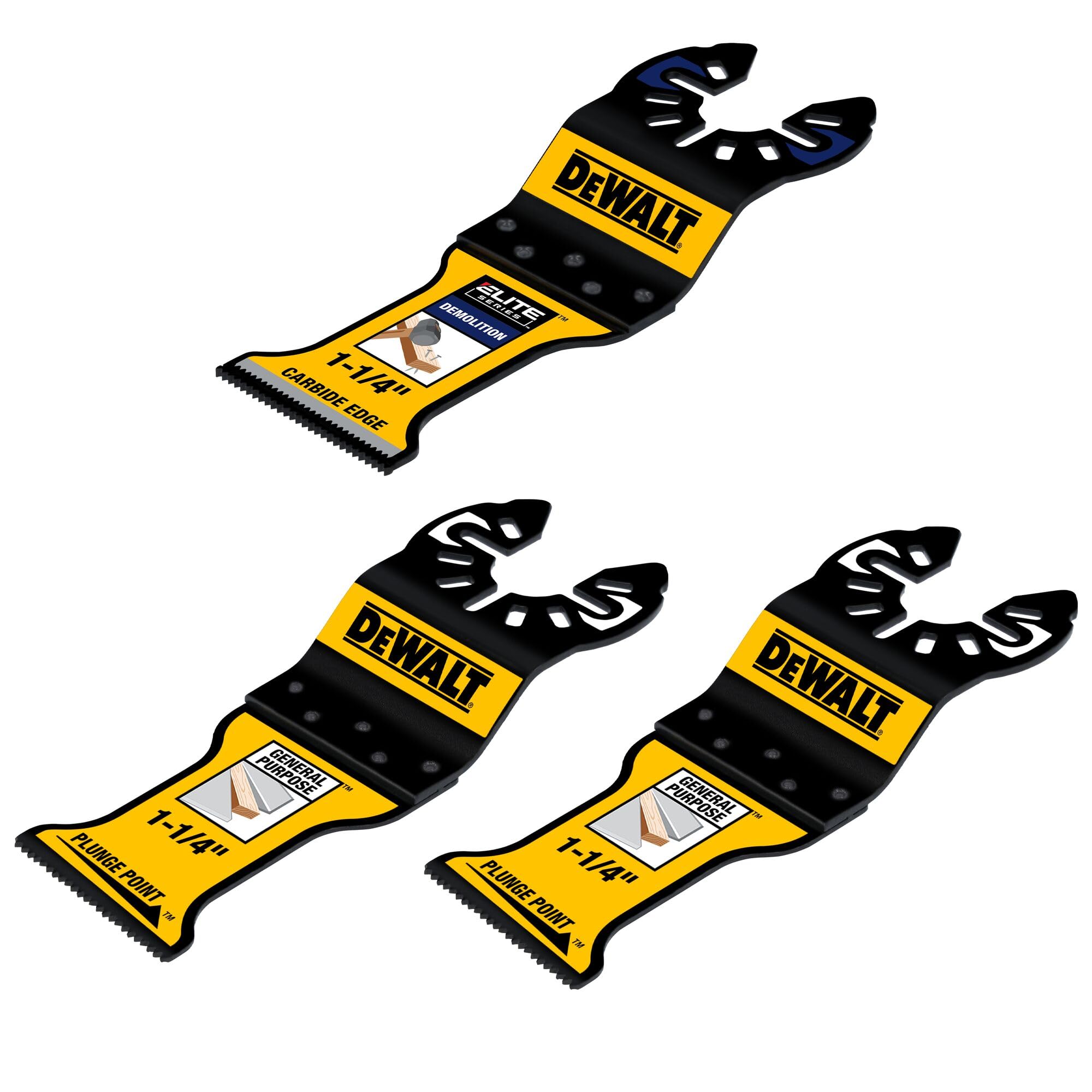 DEWALT Elite Series - Cuchillas oscilantes para herramientas, metal y madera, uso general, paquete de 3 (DWA4258C-3)