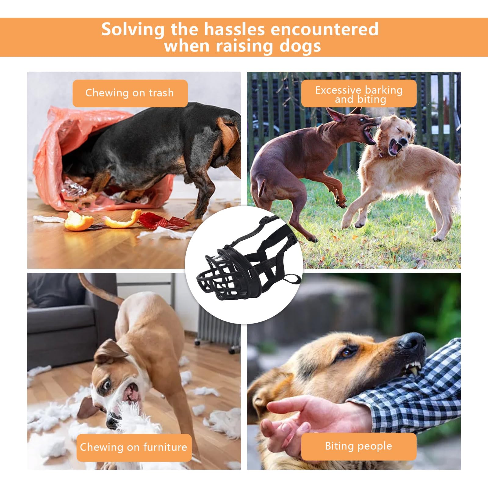 Museruola per Cani in TPE, Traspirante e Confortevole, Anti-Morso e Anti-Esche Tossiche, Adatta a Cani Piccoli, Medi e Grandi per Passeggiate, Addestramento e Visite Veterinarie(1#)