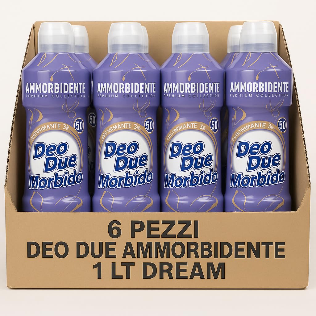 Ammorbidente Concentrato Deo Due Morbido 1L – Profumazioni Dream, Love, Nature e Sky – 3 o 6 Pezzi – 50 Lavaggi x Flacone (6x Ammorbidente Deo Due Morbido Dream 1L – Profumazione Intensa, 50 Lavaggi)