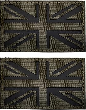 2PCS UK Britain Flag Patches Reflective Morale Patch Hook and Loop