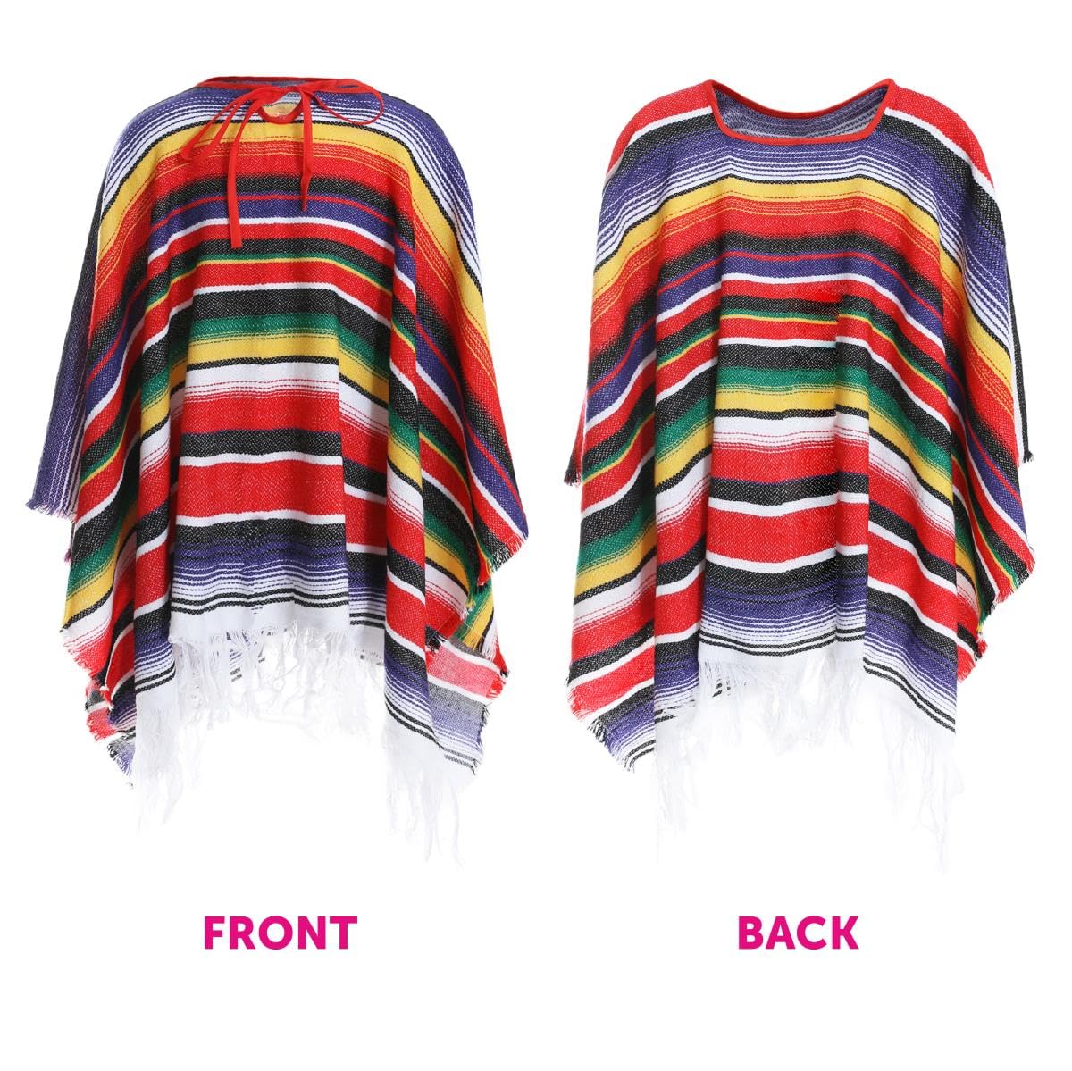Disfraz mexicano para adultos – Poncho, sombrero y bigote falso – talla única