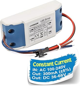 Chanzon LED Driver 300mA Constant Current Output 36V-66V Input 100-240V AC-DC 12-20 x1W 12W 15W 18W 20W Power Supply 300 mA Lighting Transformer Drivers for High Power COB Chips Plastic Case
