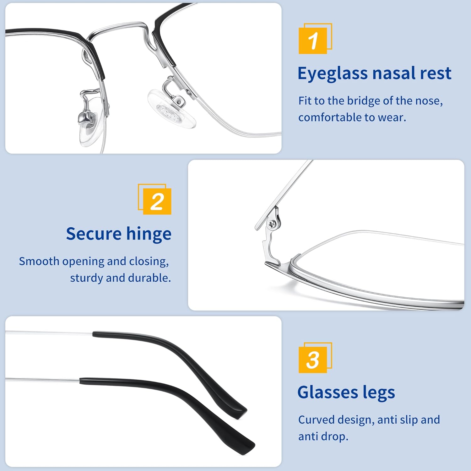 SooGree Progressive Multifocus Reading Glasses Half Frame Transition Presbyopic Eyewear Blue Light Blocking Computer Readers