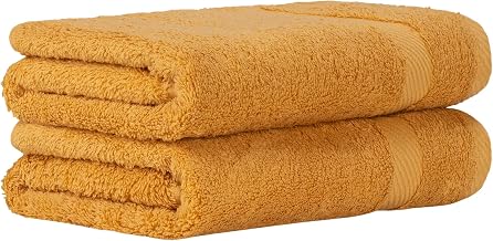 Sauna Towel Set 80 x 200 cm - Oeko-Tex Sauna Towel Made of 100% Cotton with 600 g/m² - Sauna Towels Large with Hanging Loop - Fluffy and Absorbent - Sauna Towel Set - Pack of 2 Gold