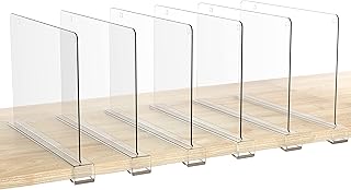 HBlife 6 Pack Clear Shelf Dividers, Vertical Purse Organizer for Closet Perfect for Sweater, Shirts, Handbags in Bedroom a...
