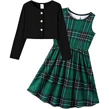 PATPAT Girls Long Sleeve Cotton Cardigan A-Line Pocket Dress Set 2-9Y