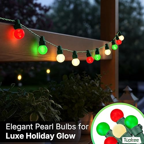 Miniatura 6 de Tupkee Juego de mini luces de globo de cristal perlado, 70 bombillas LED G15 rojas, verdes y blancas cálidas, para interiores y exteriores, 25.3