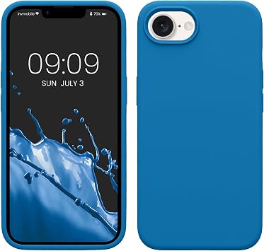kwmobile Case for Apple iPhone 17e / iPhone 16e Case - Soft Cover - Shockproof Silicone - Wireless Charging Blue Reef