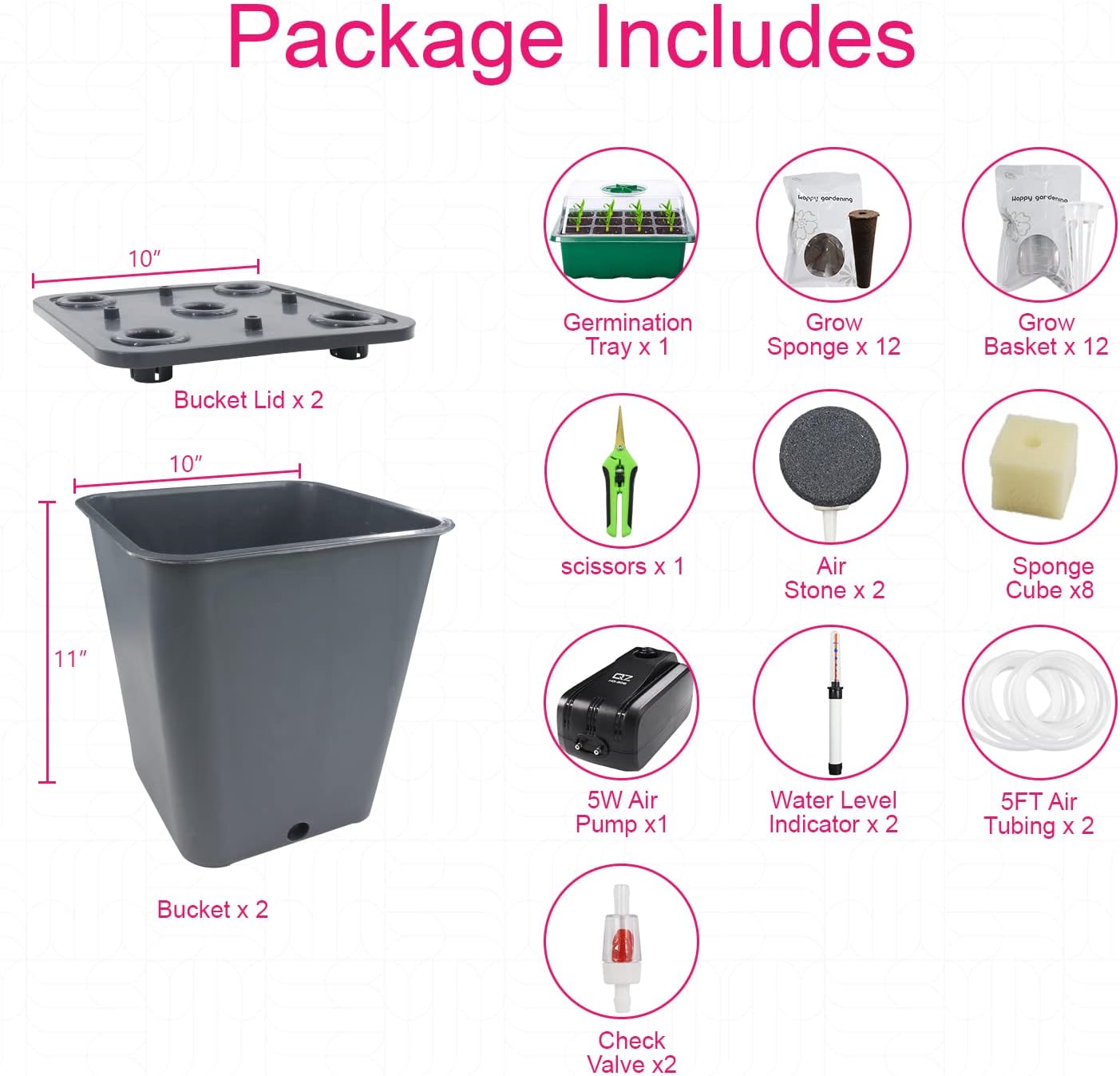 Buy Lawnful 2 Hydroponic Buckets Kit for Plants, Hydroponics Growing