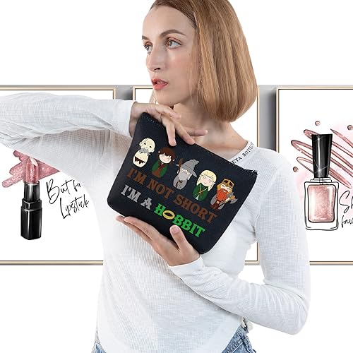 Miniatura 3 de LEVLO Hobbit - Bolsa de cosméticos de la película Hobbit, regalo para fanáticos del Hobbit, no soy corto, soy un hobbit con cremallera, bolsa de