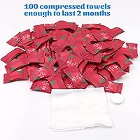 Vista 5 de 100 toallas comprimidas, toalla comprimida desechable, toalla comprimida para manos, toalla de campamento, tejido de monedas comprimido portátil