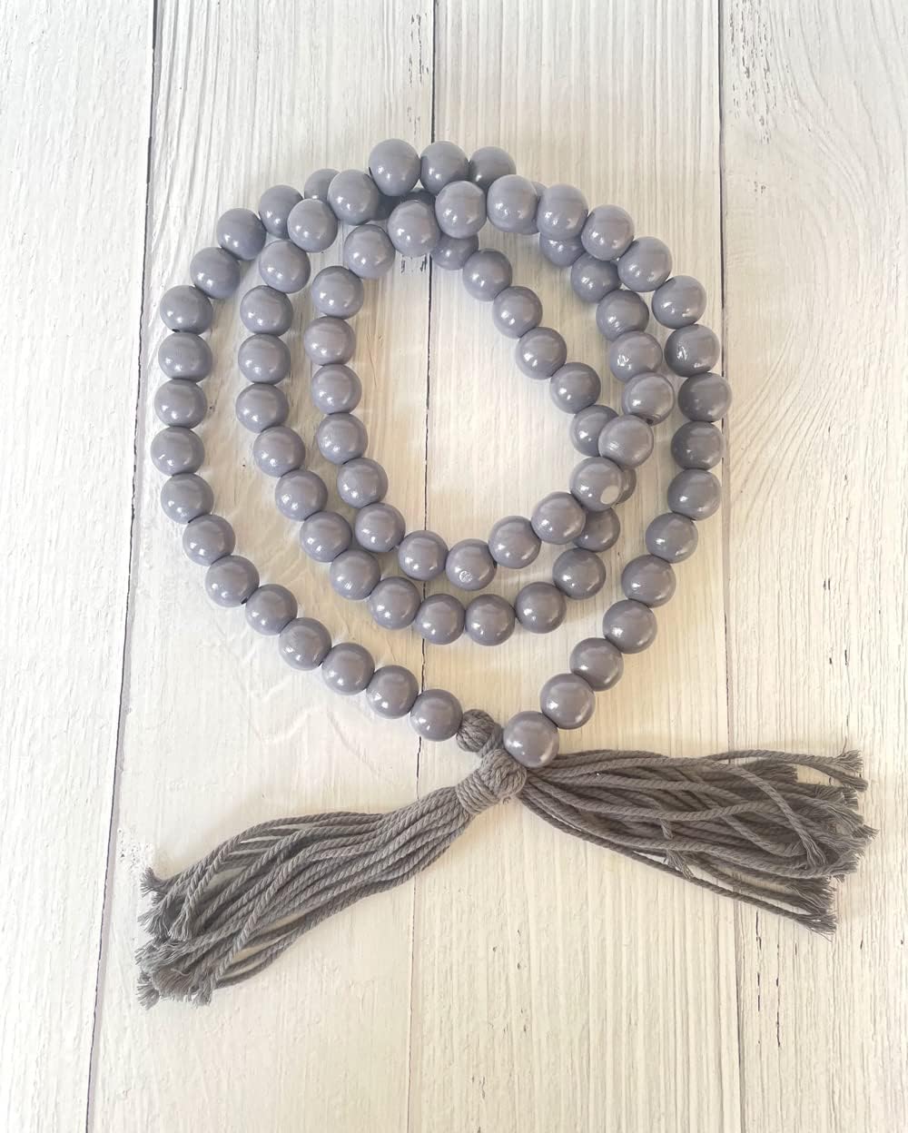 Handcrafted Grey Wood Bead Garland with Tassels Ghana Ubuy