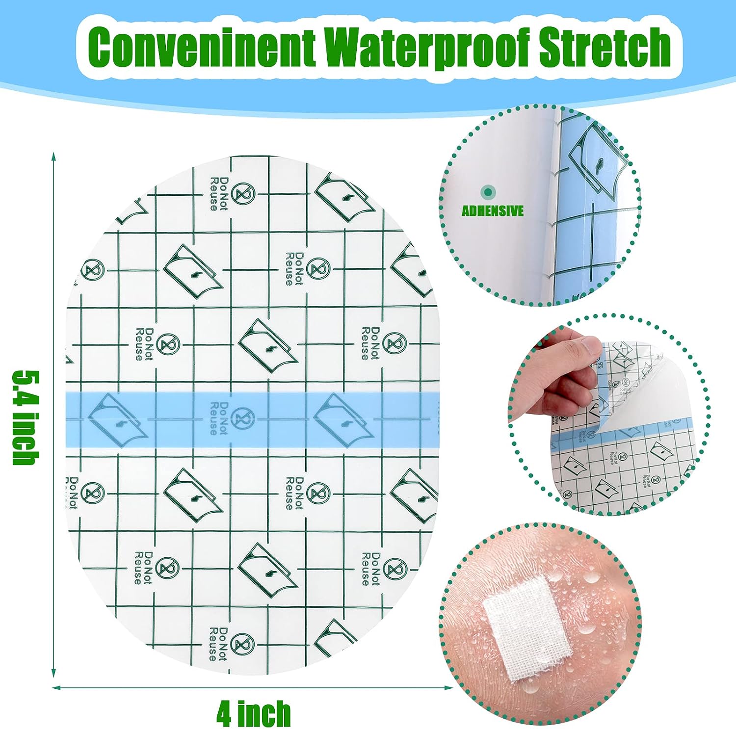 Nuanchu 50 Pcs Transparent Film Dressing Adhesive Bandage Waterproof Wound Clear Adhesive Bandages Post Surgical Tape for Tattoos, Swimming, Second Skin Cover up, Wound Seal(3.9 x 5.4 Inch)