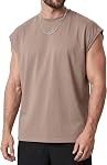 Rela Bota Hommes Tank Tops Surdimensionné Sleeveless Casual T-shirt Gym Tee , Drop Epaule, Loose Fit, Stretch, Respirant pour l'été, 250 GSM Tissu structuré, entraînement, athlétique, couche pour l'hiver