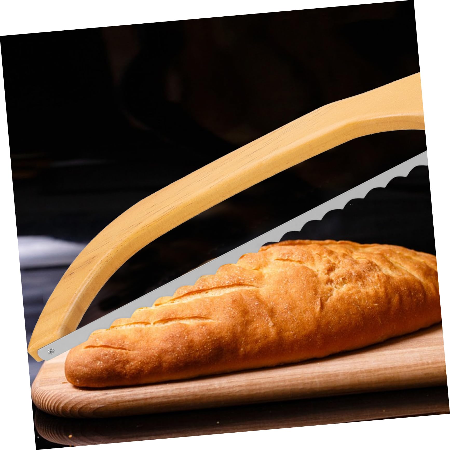 PRETYZOOM 5juegos Cortador De Pan Inoxidable y Madera Herramienta De Corte Para Rebanar Pan Mango Ergonómico Para Cocinas y Repostería