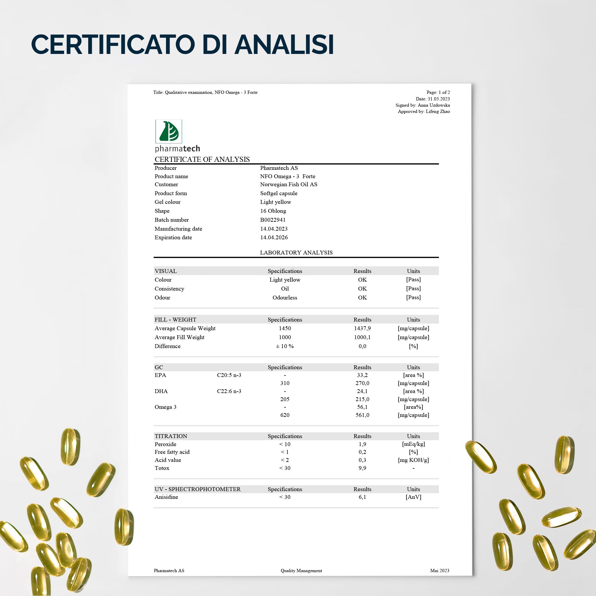 NFO Omega 3 Forte [360 capsule] Confezione Famiglia, Olio di Pesce Norvegese ad Alta Concentrazione di EPA:Formula DHA con Complesso Naturale di Vitamina E per Adulti e Bambini +3 Anni Prodotto in