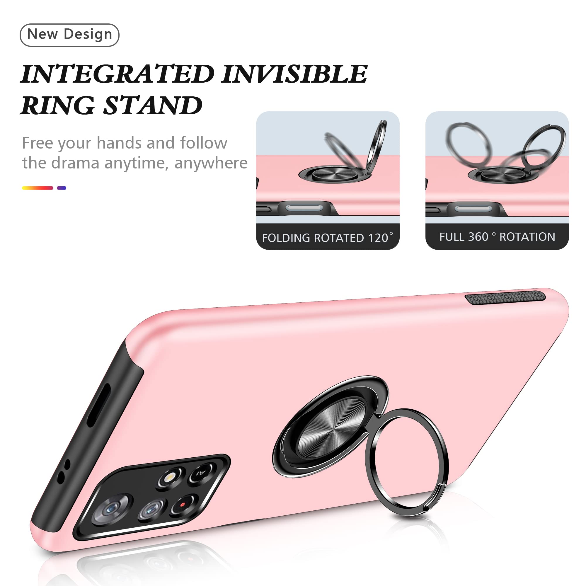 Custodia SORAKA Per Xiaomi POCO M4 Pro 5G - Cover Robusta Con Anello Invisibile E Piastra Metallica Per Supporto Magnetico Auto - 5