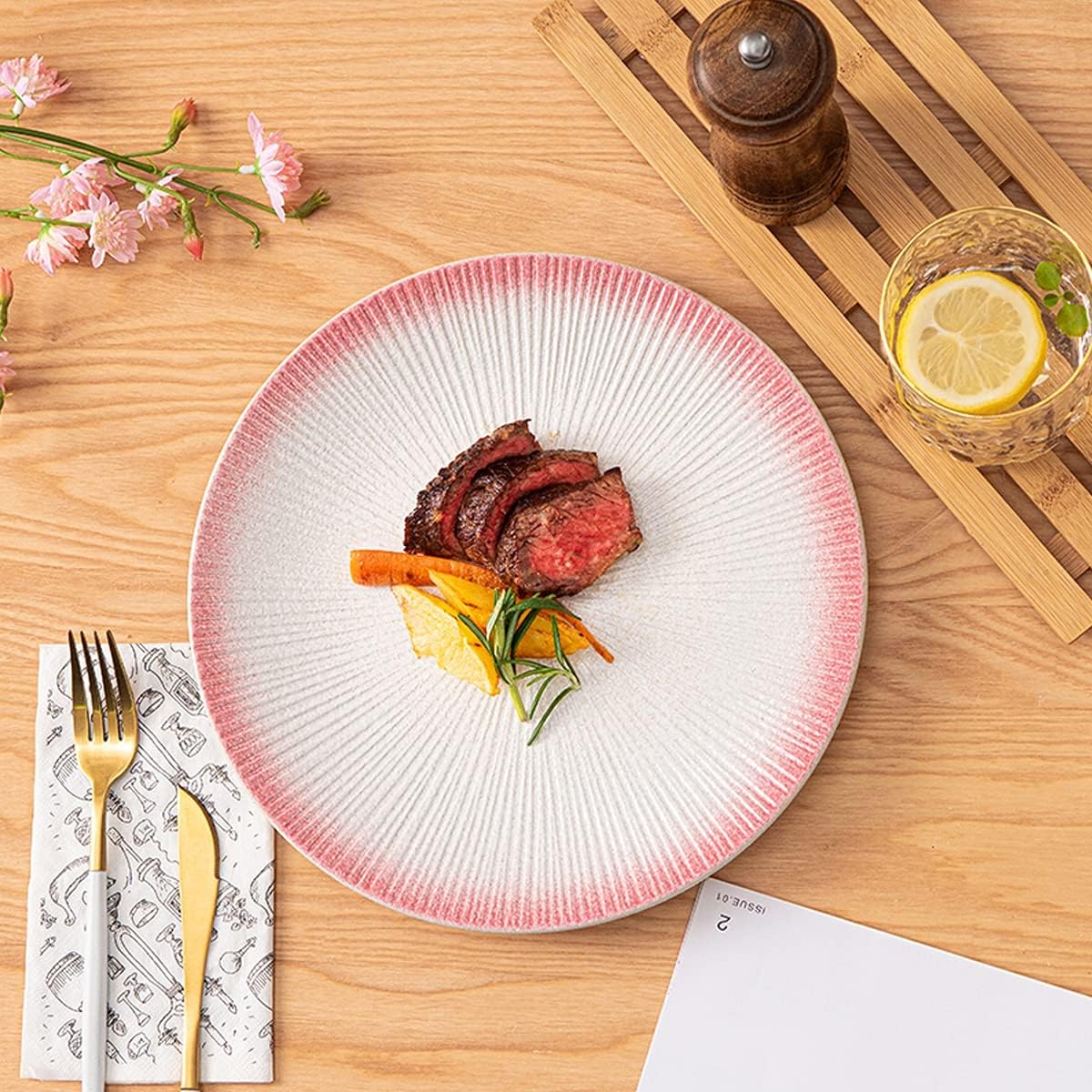 セラミックディナープレートセット 前菜浅皿 ランチ、チーズサラダ、デザート用 2枚セット/ホワイト/10インチ，ホワイト10インチ