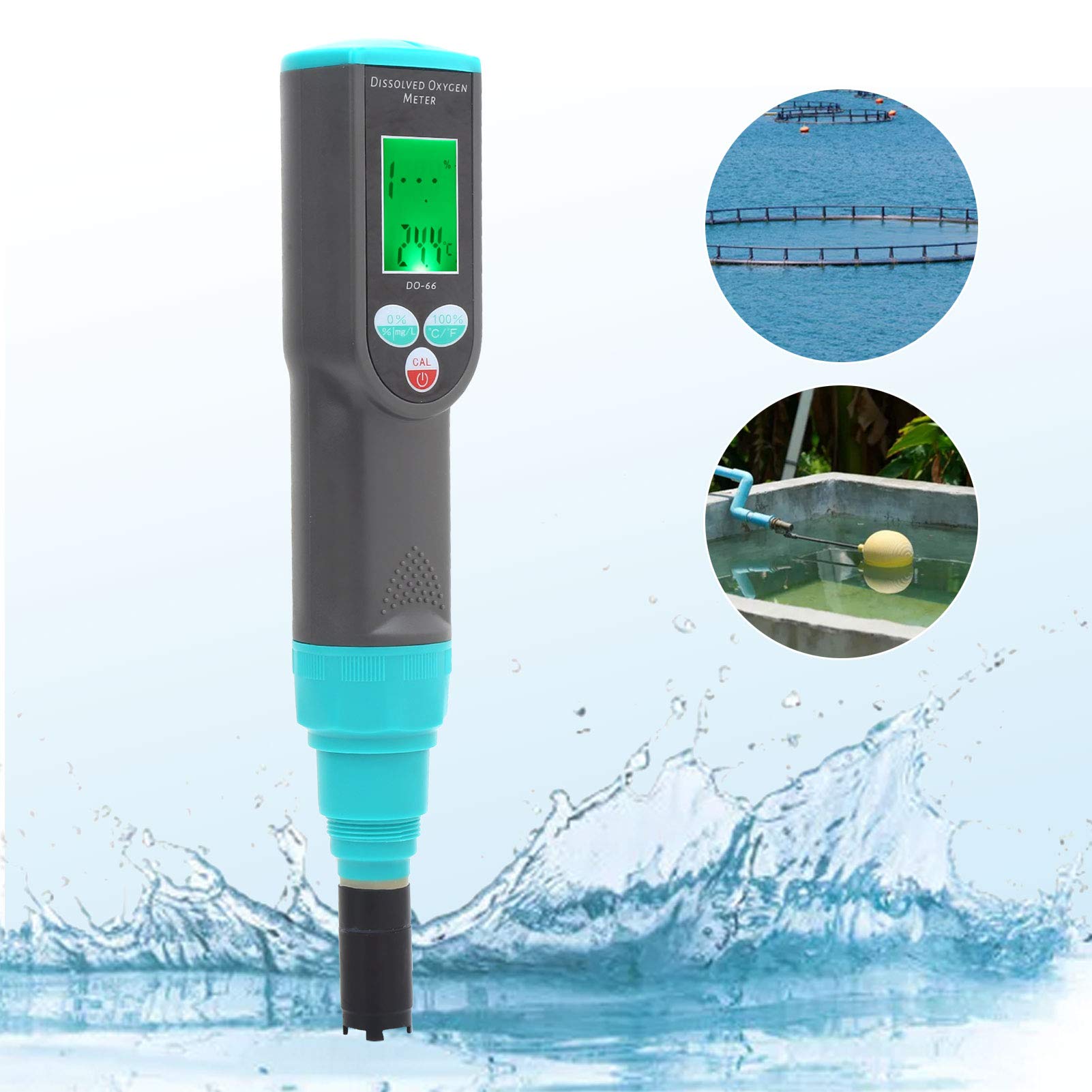 KIMISS Medidor de Oxígeno Disuelto DO-66 Portátil para Acuicultura y Acuarios - Probador Digital con Calibración de 2 Puntos, Compensación de Temperatura y Electrodo Reemplazable