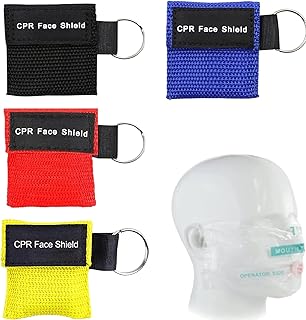4 mascarillas respiratorias de primeros auxilios, llavero para máscara de respiro, máscara CPR, protector de respiración...