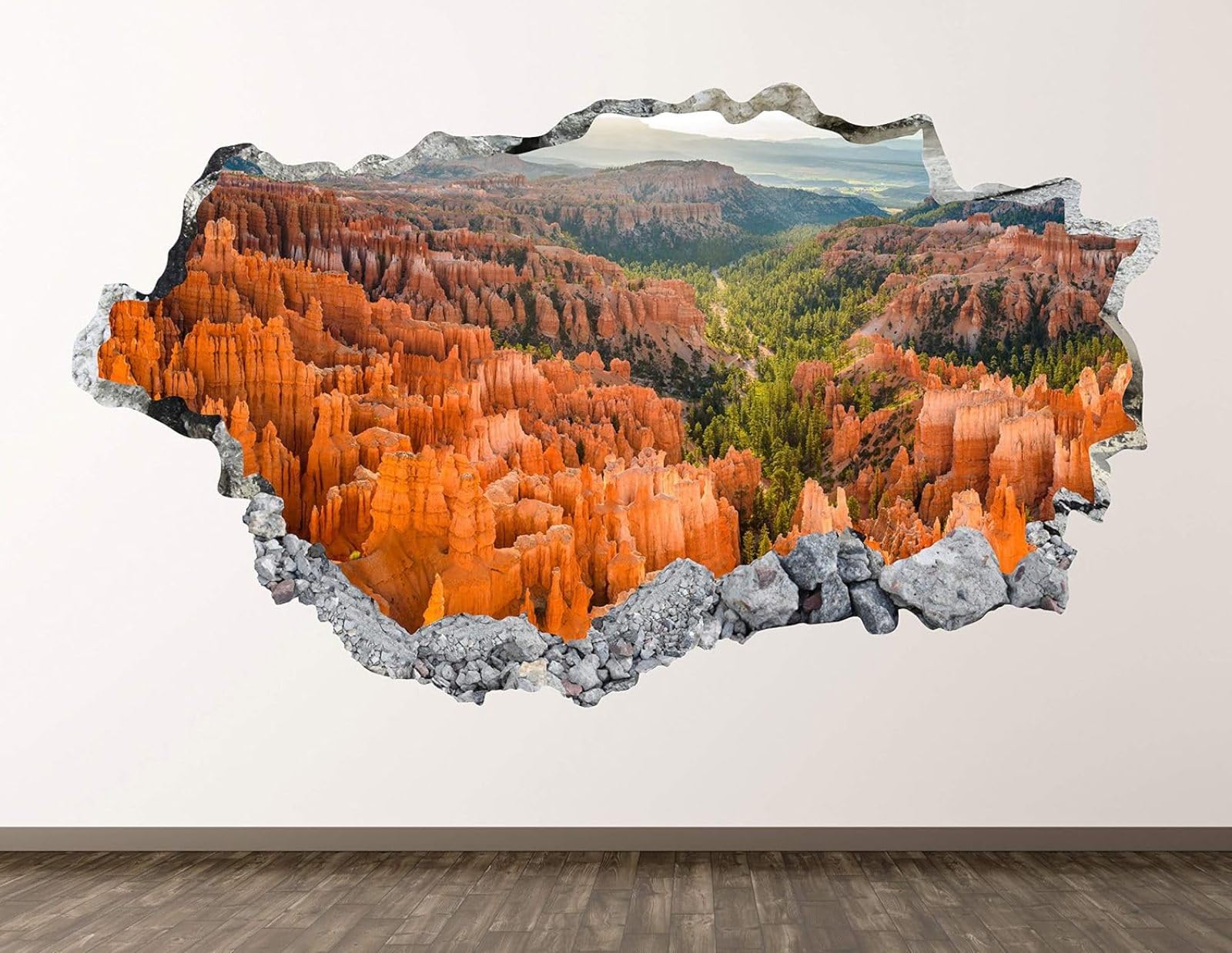 3D Wandaufkleber Canyon-Felsen Durchbruch Wandtattoos Deko Wand Selbstklebend, Wand Aufkleber Wanddurchbruch Wandsticker für Zuhause, Badezimmer, Schlafzimmer, Wohnzimmer 70x122cm