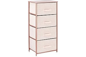 mDesign Tall Dresser Storage Tower Stand with 4 Removable Fabric Drawers