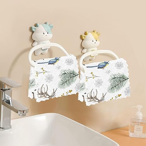 Miniatura 5 de KLL Christmas Birds Deer Tree Car Drying Towels Extra Large Farm Tea Towel Set Kitchen Hand Towels Coffee Absorbent Towels