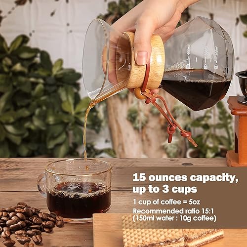 Miniatura 2 de Puricon Cafetera con filtro de papel V60, 40 hojas, capacidad para 4 a 6 tazas, juego de gotero de café de 28 onzas, jarra de café de vidrio