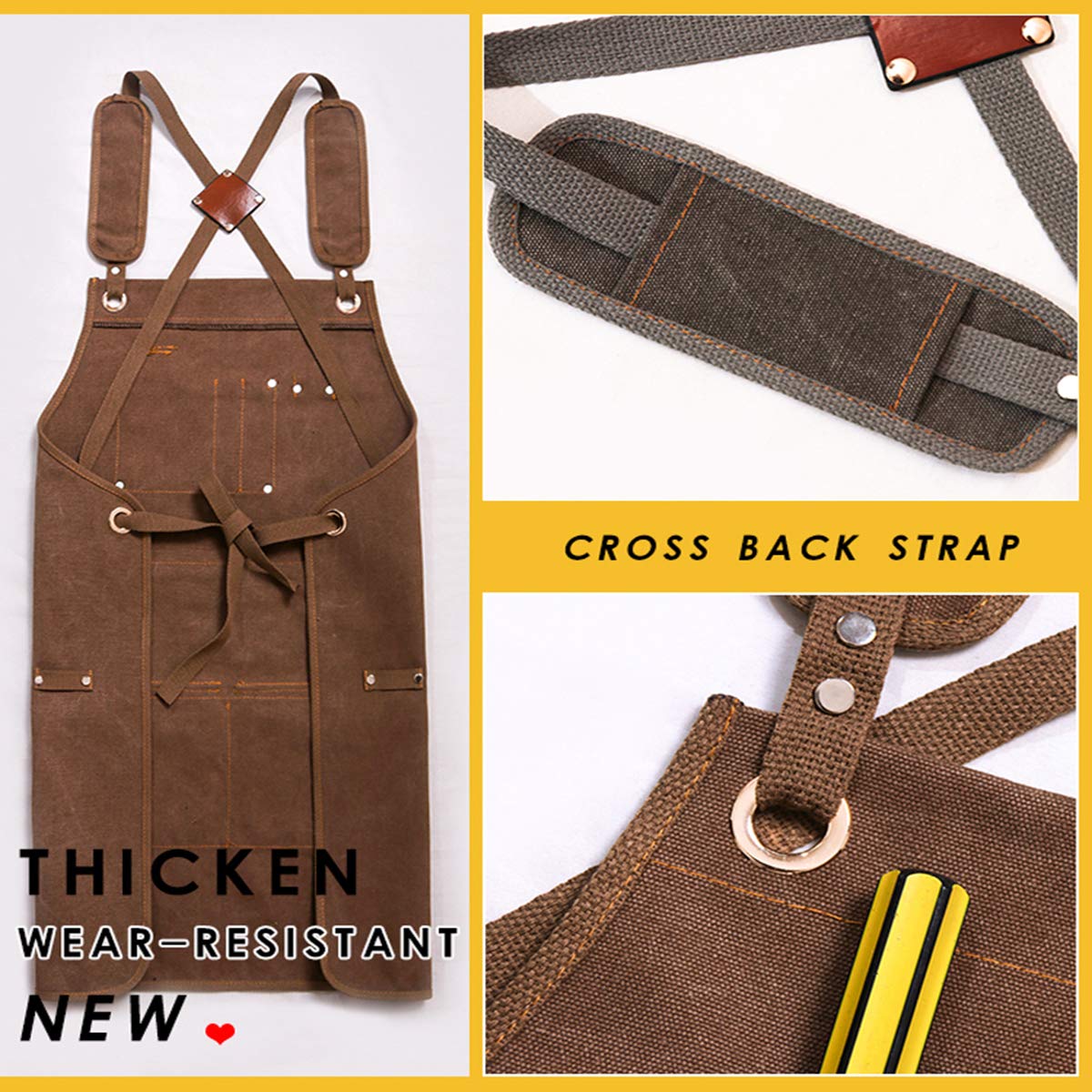 Amazon | エプロンポケット付きヘビーデューティ、エプロン20オンス