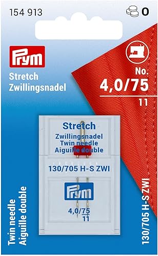 Prym - Stretch (75-4.0) Double Couture Machine Aiguilles - 1 Aiguille, Argent