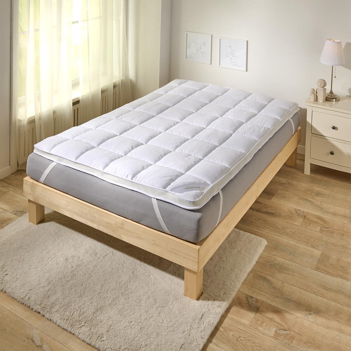 TRAUMSCHLAF Duo Matratzentopper Classic - 5 cm Matratzenauflage aus weichem Polyester mit Klimaband und Eckgummis - 100x200 cm