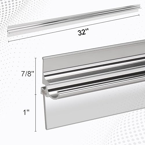 Miniatura 3 de Riel de goteo para puerta de ducha enmarcada de 32 pulgadas con barrido de vinilo, deflector de agua inferior de puerta de ducha cromada con riel de