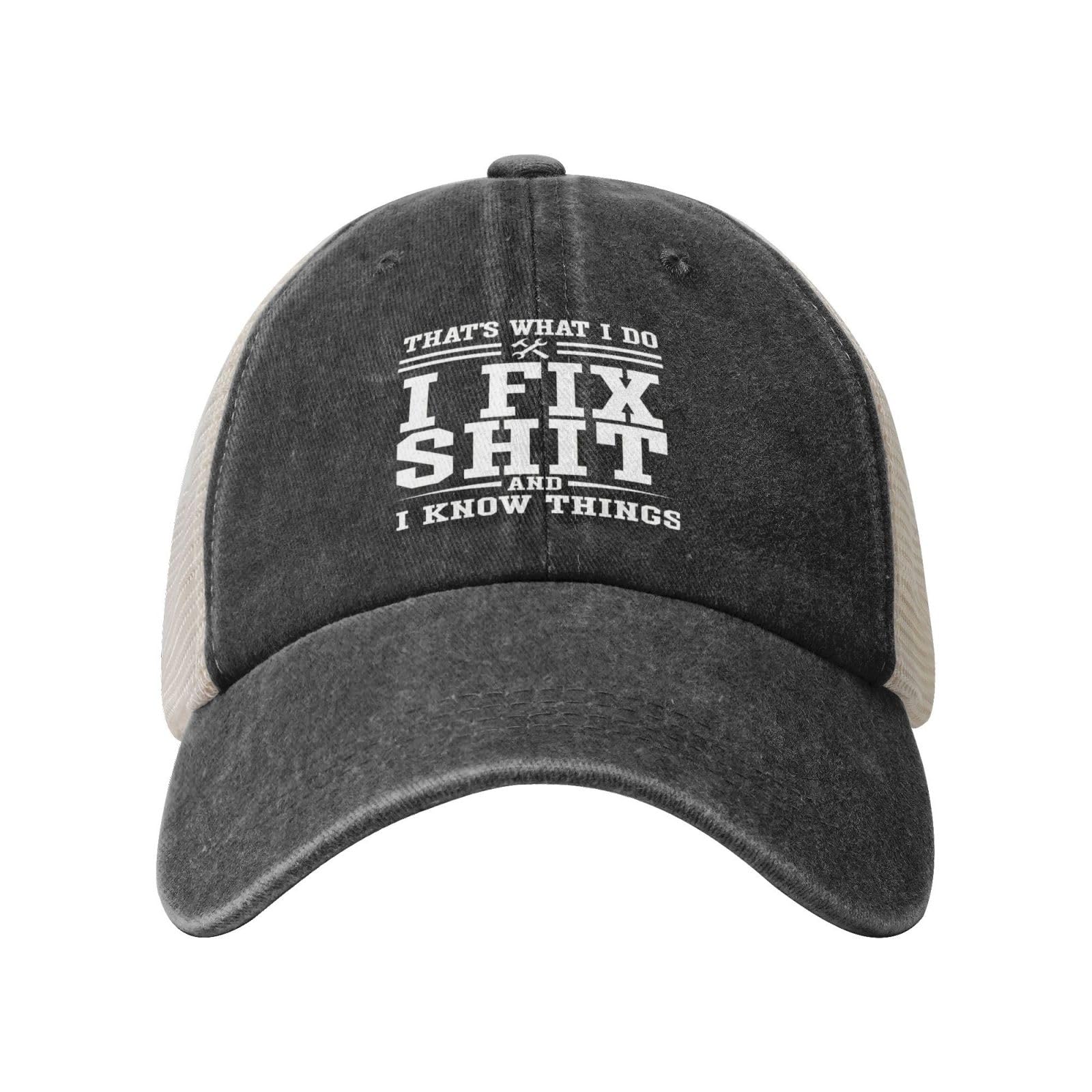 ACEPrints I Fix Shit Cap That's What I Do Mesh Denim Hat