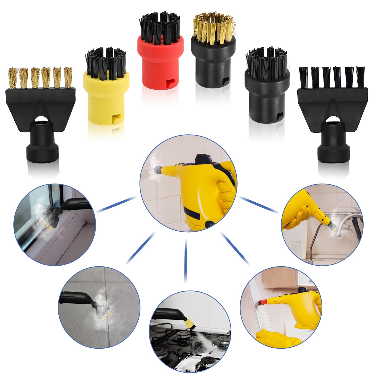 12 piezas accesorios limpiador a vapor para Kärcher SC1 SC2 SC3 SC4 SC5, repuestos limpiador a vapor, cepillo redondo, cepillo para grietas, cepillo plano, accesorios