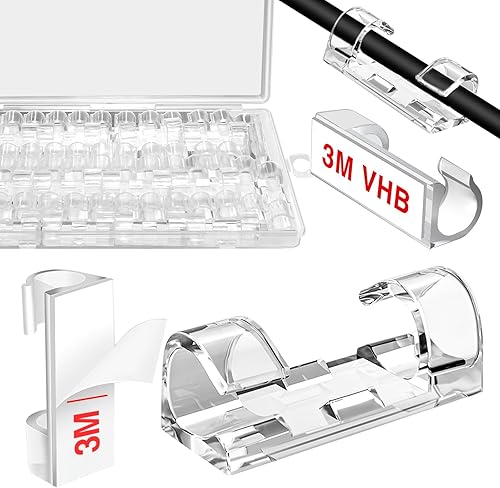 Soporte de alambre autoadhesivo (40 unidades), clips adhesivos para cables, clips de cable, soportes de cables, clips de organización de cables