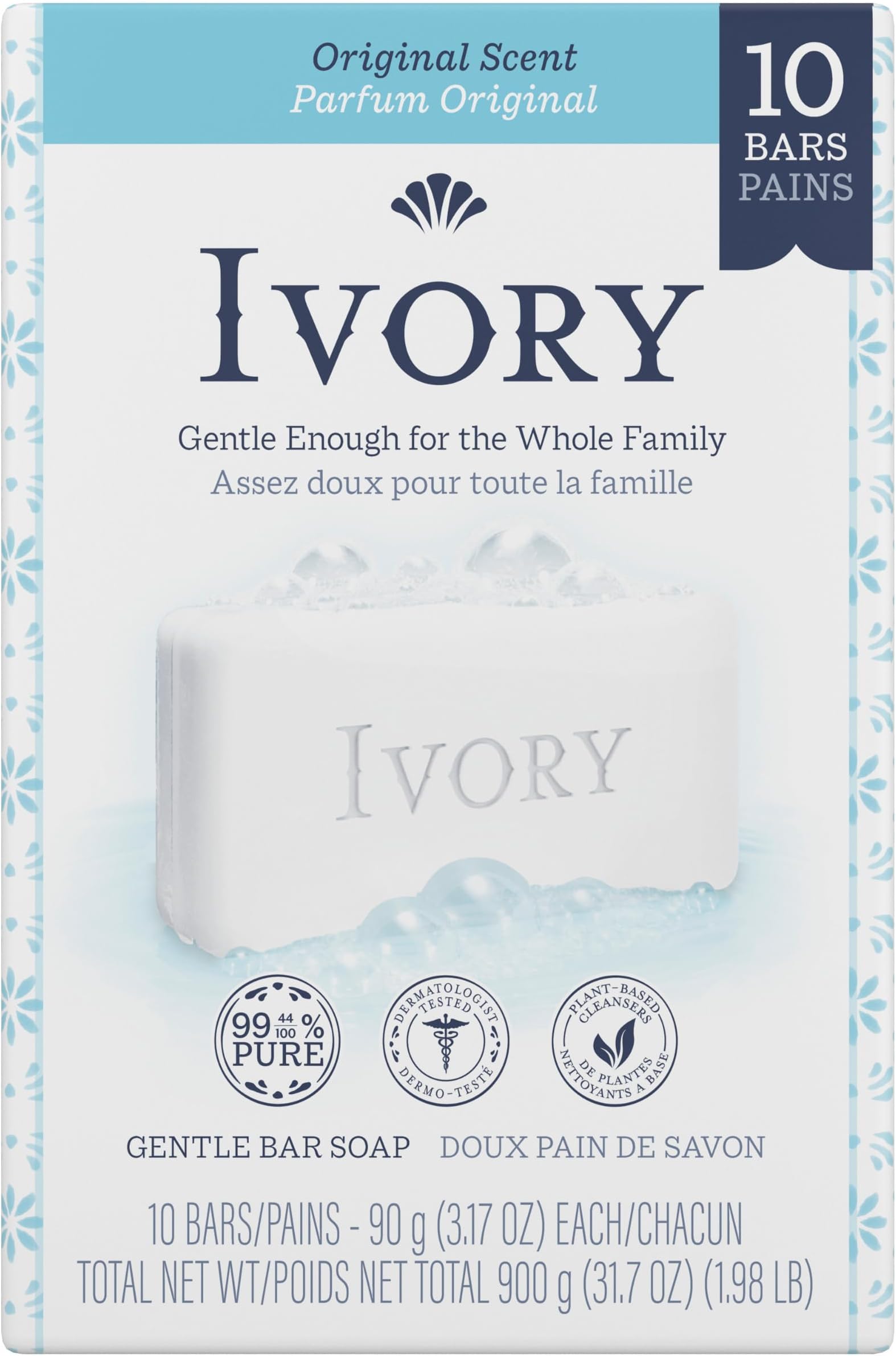 Ivory Bar Soap Original Scent 90 g, 10 count