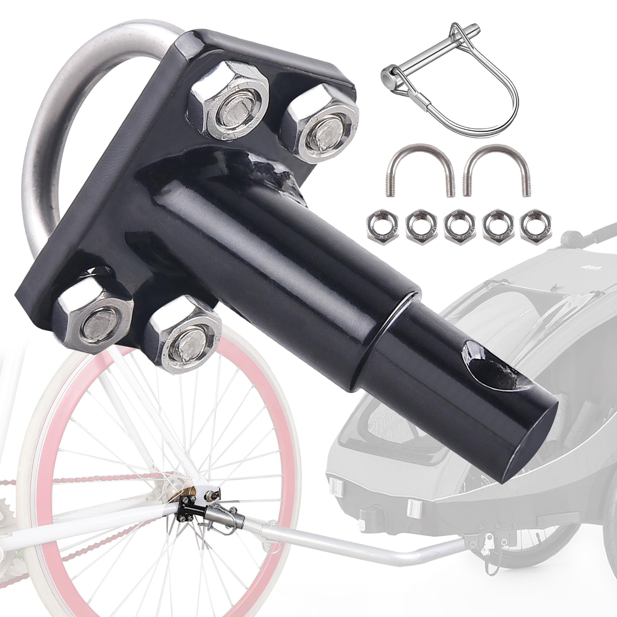 WDEC Bicycle Trailer Hook, Bike Trailer Hook with Snap Aluminum Alloy Bicycle, Adapter Tractor Towing Hook, Bicycle Trailer Hitch Adapter Attachment Cycling Coupler Accessories for Child, Pet, Cargo