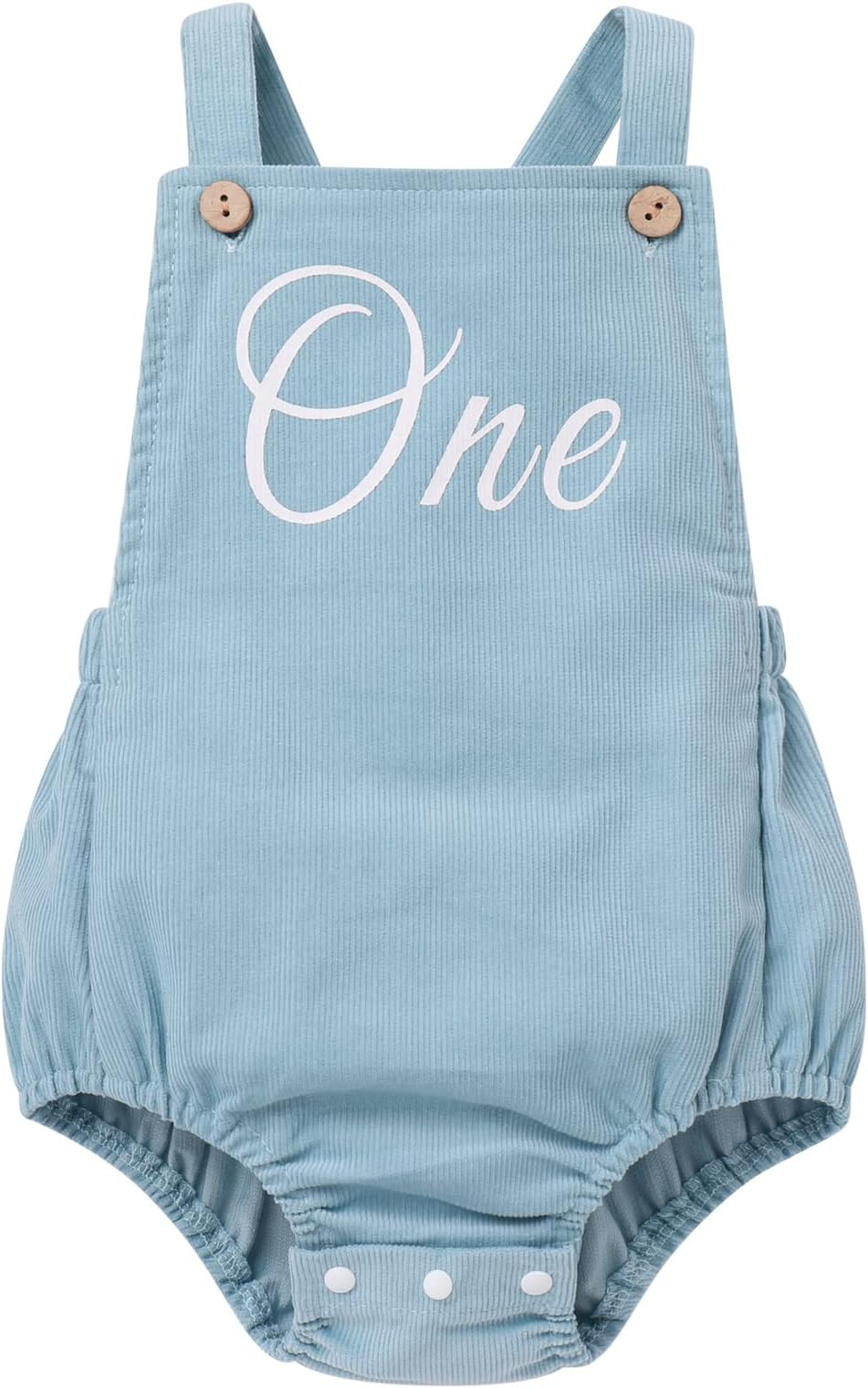 Baby Girls Boys First Birthday Smash Cake Outfit Corduroy Romper Button Strap Criss Cross Back Bodysuit Bib Overall Jumpsuit