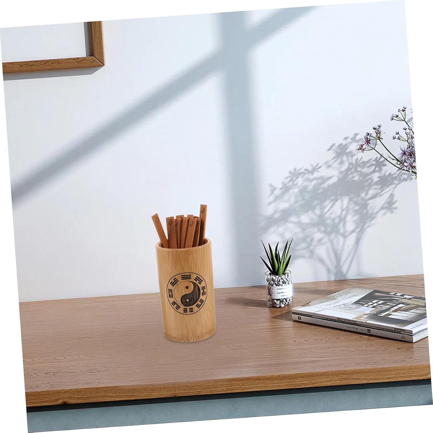 Cabilock Traditional Chinese Culture Learning i Ching Fortune Telling Sticks Bamboo Wooden Bucket Feng Shui
