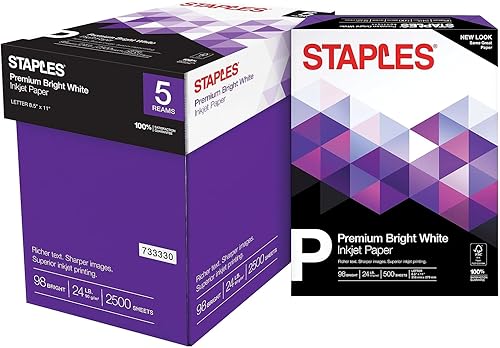 Miniatura 6 de Staples Papel para inyección de tinta y láser, 8 12" x 11", blanco brillante, estuche de 4 resmas