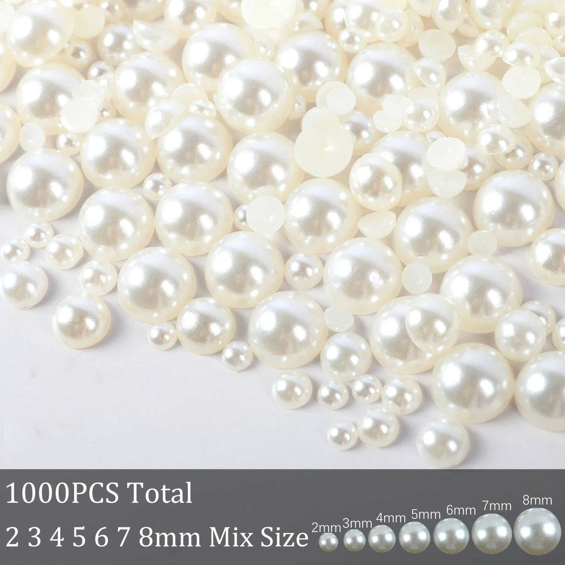 Perle semitonde in ABS con retro piatto, perle finte, strass