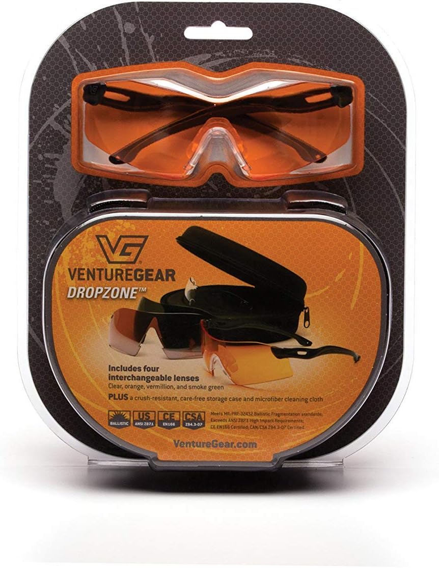 Venture Gear Drop Zone Shooting Eyewear Kit with 4 Interchangeable Lenses