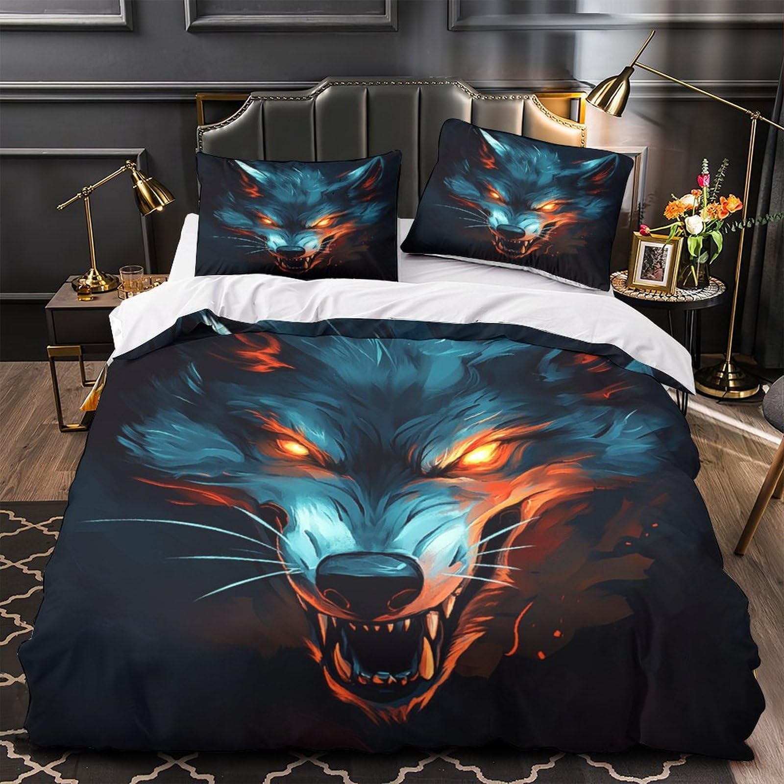 Housse de couette loup 3D imprimée pour une chambre d'adulte moderne au style sauvage et unique