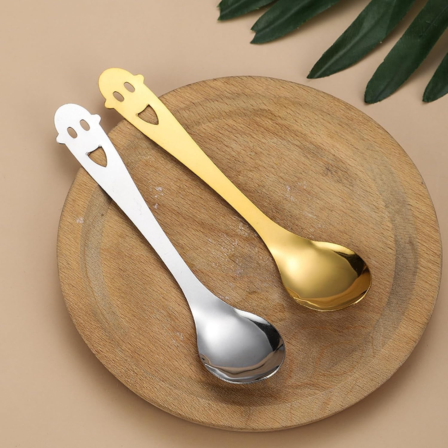 Stainless Steel Hollow Heart-Shaped Smiling face Spoon, Creative and Cute Coffee Spoon, ice Cream Spoon, Wedding Gift Spoon, 银色 心型柄勺